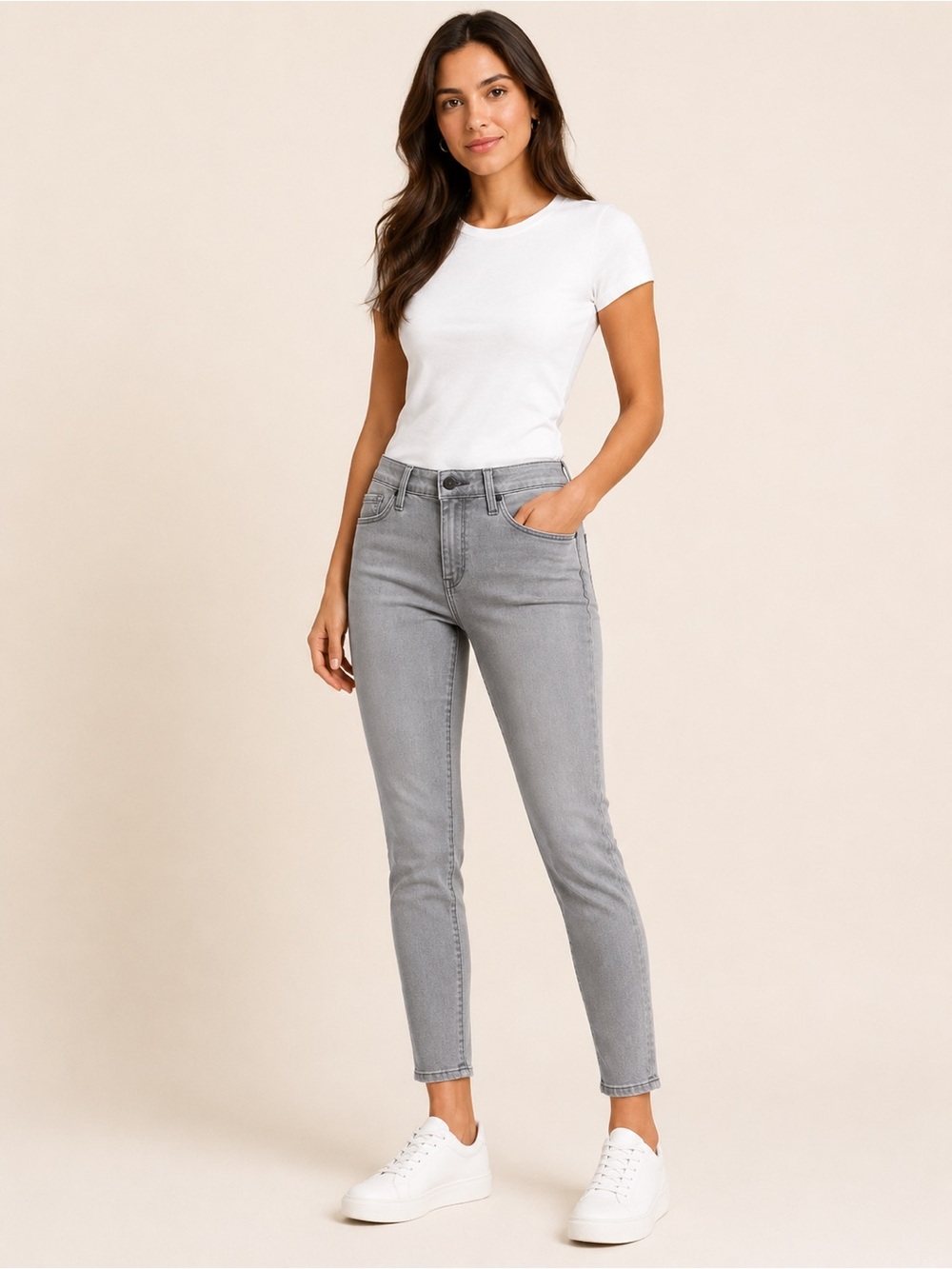 Athleta Sculptek Skinny Jeans Women’s Size 2 Gray Stretch Ankle Denim